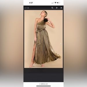 Gold, one shoulder party dress